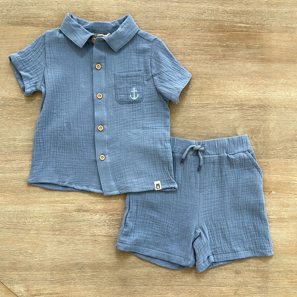 Rabbit + Bear Blue Anchor Resort Matching Set 3T - Picture 6 of 6